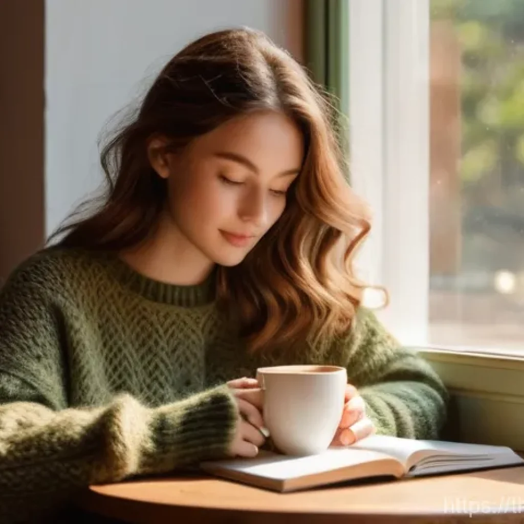 즉흥 스피치에서의 자신의 목소리 찾기 - **Prompt:** A cozy and inviting cafe scene. A young woman, appearing to be in her mid-20s, with soft...