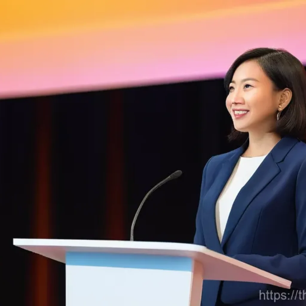즉흥 스피치에서 활용할 수 있는 질문 기법 - **A Diverse Speaker Exuding Confidence on Stage:**
    "A photorealistic image of a professional, di...