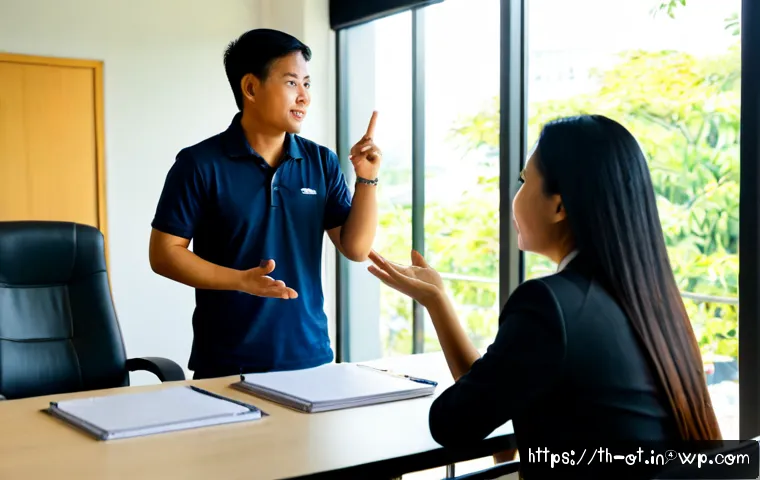 즉흥 스피치의 다양한 상황에서의 적용 - Photorealistic scene of a Thai young professional giving an impromptu speech during a friendly offic...